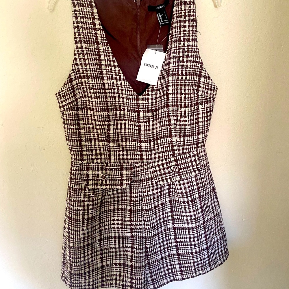 Brown and white forever 21 shorts bodysuit